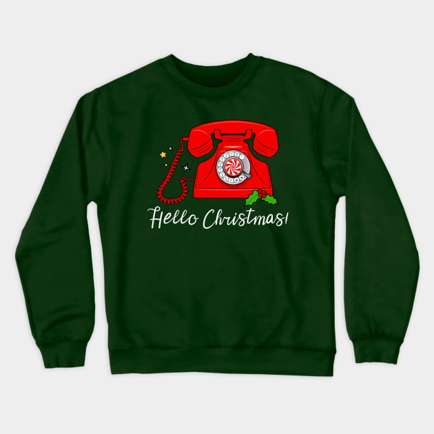 Vintage Red Peppermint Telephone: Hello Christmas! Crewneck Sweatshirt by PenguinCornerStore